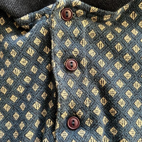 Vintage Engbers Casualwear Blue Diamond Polo Sweater Pattern AOP Fall Unisex L - Picture 14 of 14